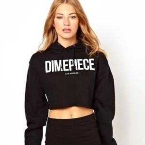 Dimepiece Cropped Black Logo Hoodie - Size Small- hard to find!